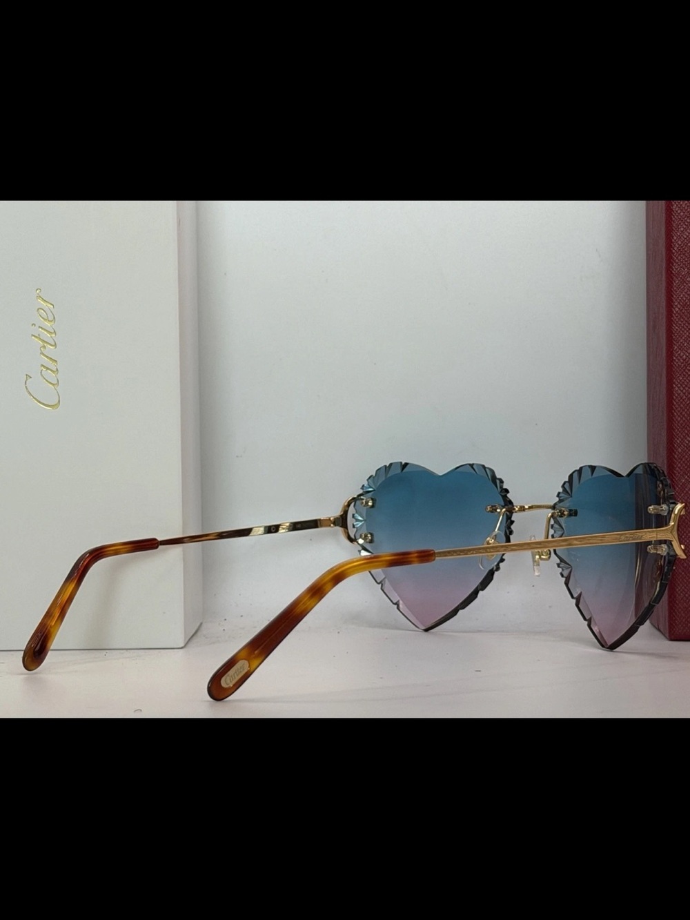 BeautifulCartier CT0092O Custom Heart Gradient Rimless Sunglasses orig. box case - Picture 6 of 9